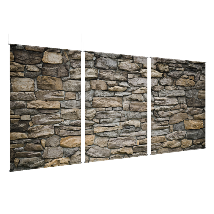 Stone Wall - EZ Room Divider - 60x96 Triptych - D/S