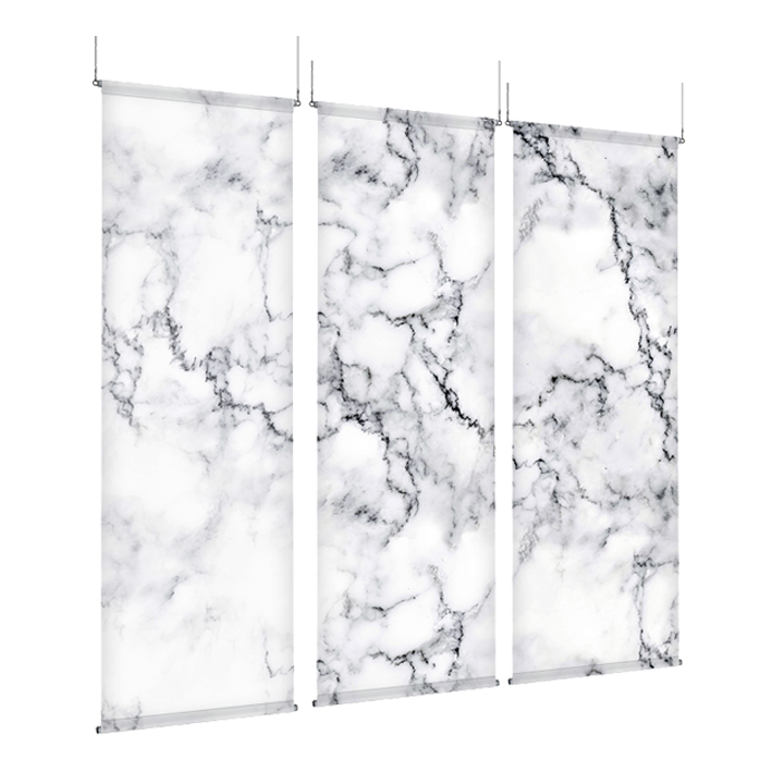 White Marble - EZ Room Divider - 30x96 Triptych - D/S