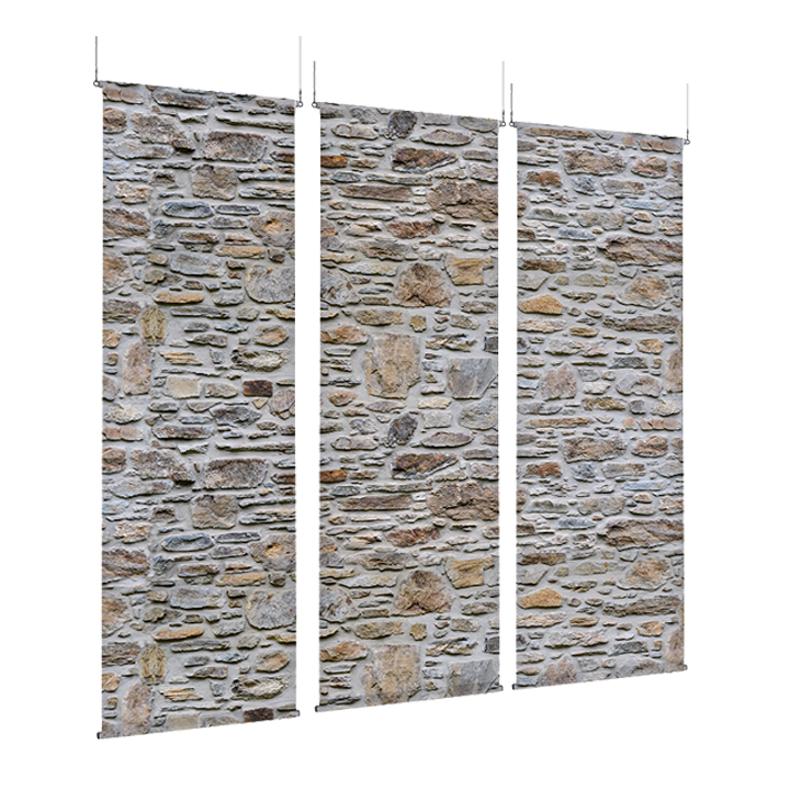 Mortar and Stone Wall - EZ Room Divider - 30x96 Triptych - D/S