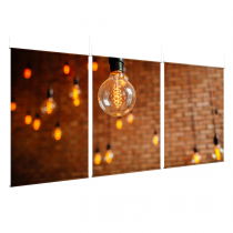 Industrial Bulbs - EZ Room Divider - 60x96 Triptych - D/S