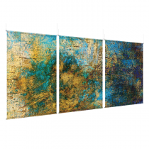 Grunge Gold Blue - EZ Room Divider - 60x96 Triptych - D/S