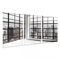 Loft with City View - EZ Room Divider - 60x96 Triptych - D/S