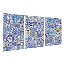 Boho Blue Tile - EZ Room Divider - 60x96 Triptych - D/S
