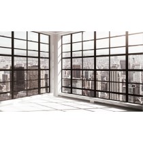 Loft With Large City View Wall Mural