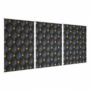 Tufted Black and Gold - EZ Room Divider - 60x96 Triptych - D/S
