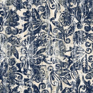 Upholstery Antique- Navy Brocade - Wall Mural - Custom Size 