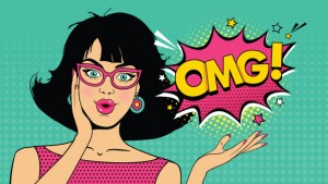 Pop Art - OMG Woman with Glasses - Wall Mural - 192x108
